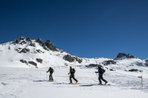 Skiers on mountain